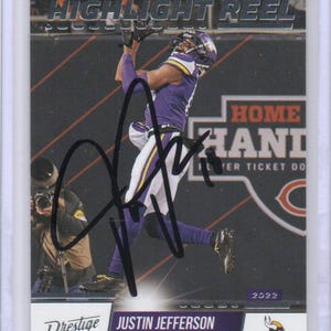 Handsignierte Justin Jefferson Football Karte Signiert Minnesota Vikings