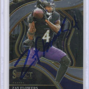 Handsignierte Zay Flowers Football Karte, signiert Baltimore Ravens