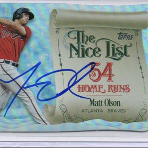 Carta da baseball autografata di Matt Olson firmata dagli Atlanta Braves
