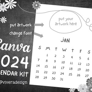 Modèle de kit de calendrier imprimable 2024 | Personnalisable et décoratif | Téléchargement instantané