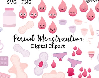 Blooming Cycle - Period Menstruation Clipart Set | PNG and SVG