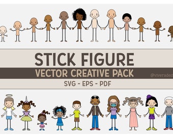 Vector Family Stick Figures SVG | PDF | EPS - Line Art - Vector Creative Pack - Create Your Family