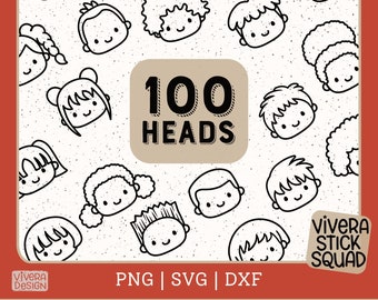 100 Heads Line Art - SVG | PNG | DXF | Stick Squad Creative Pack - Vector Creative Pack