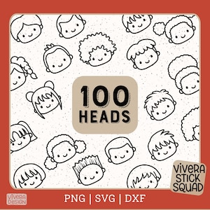 100 Heads Line Art - SVG | PNG | DXF | Stick Squad Creative Pack - Vector Creative Pack
