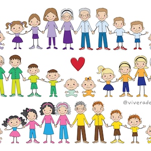 Familienstab Figuren - Babys, Kinder, Jugendliche, Eltern und Großeltern - 30 individuelle PNG-Bilder