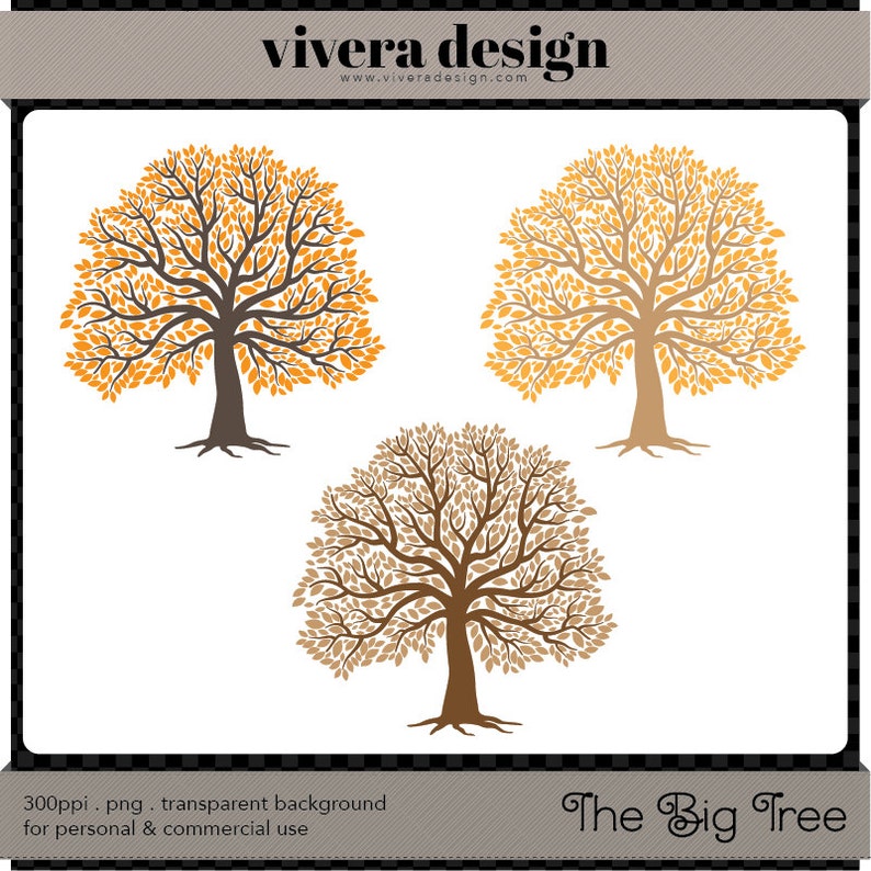 Instant Download The Big Tree Digital Clip Art Autumn Signature Tree Family Tree image 2