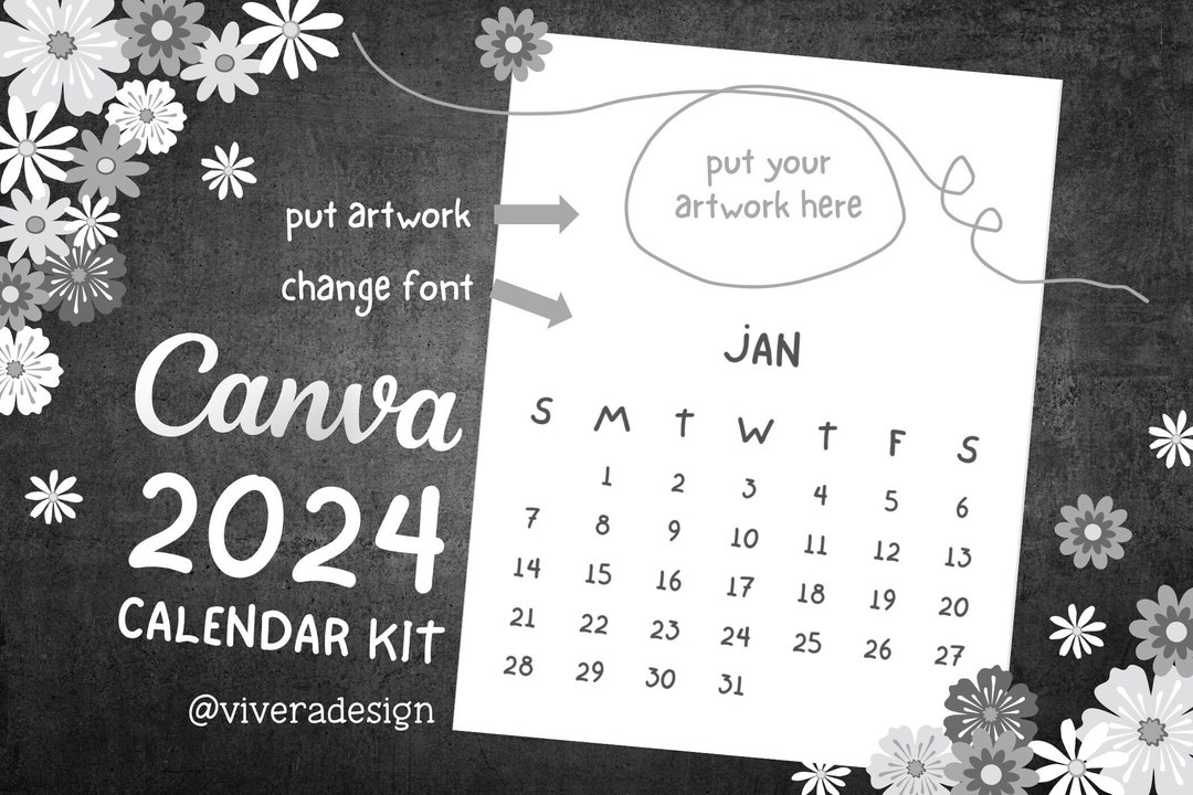 Printable 2024 Calendar Kit Template Customizable and Decorative