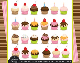 24 Cupcakes - Digital Clip Art