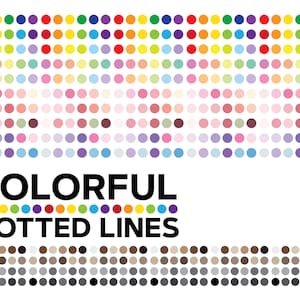 May include: Colourful dotted lines in various shades of red, orange, yellow, green, blue, purple, pink, brown, and grey. The text "COLORFUL DOTTED LINES" is in black.