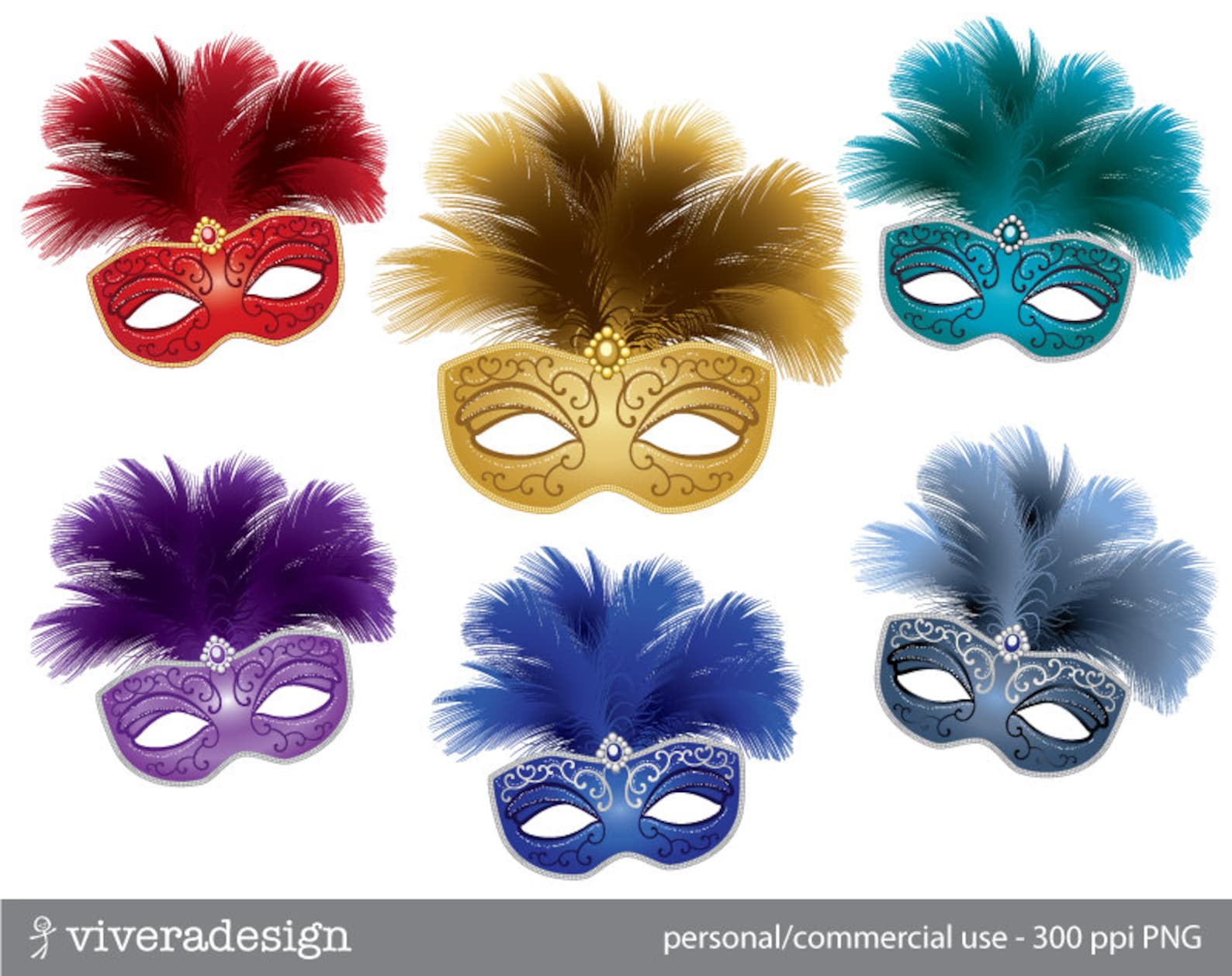 Masquerade Mask Digital Clip Art Etsy