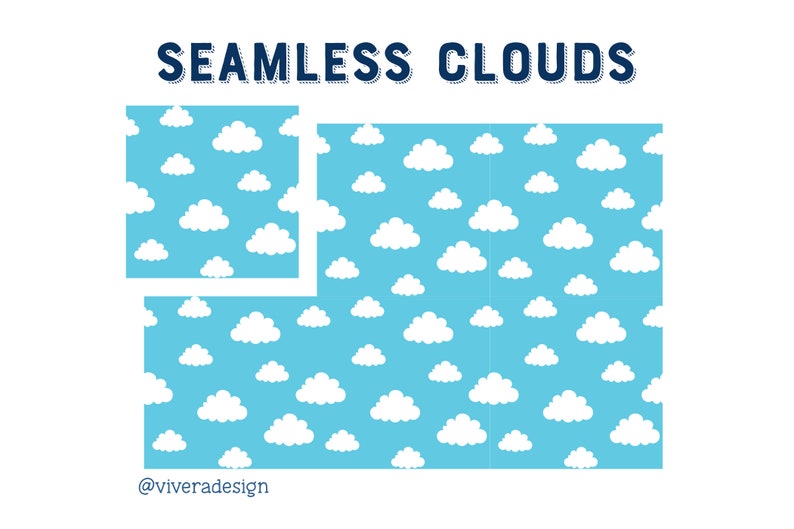 PNG 30 Colors Seamless Clouds Digital Paper Pack