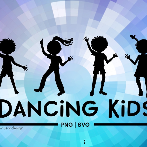 Dancing Kids Clip Art - Disco Party for Kids - Disco Children Silhouette