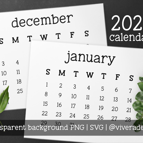 2023 Calendar Clip Art in Cute Typewriter Font | SVG | PNG | Instant Download