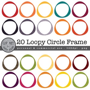 Loopy Circle Frames - 20 moderne super vielseitige Rahmen - Digitale Clip Art