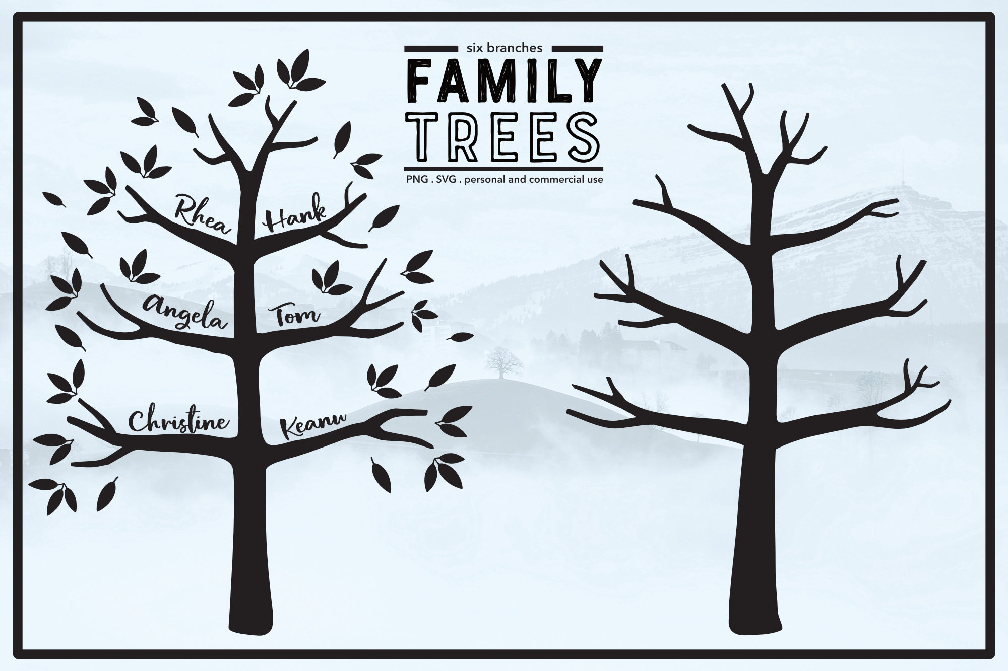 Family Tree 6 Branches With No Leaves Winter Tree Thumb Etsy Canada