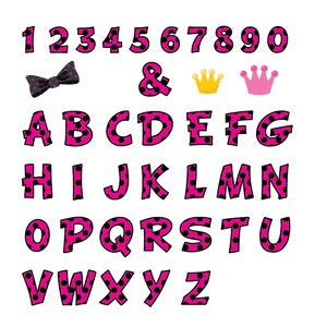 Digital Clip Art Hot Pink Ladybug Letters and Numbers with Red Outine and additional Bow, and Crowns image 3