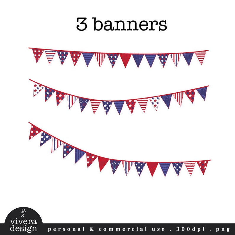 Digital Clip Art Fourth of July Banners - Etsy