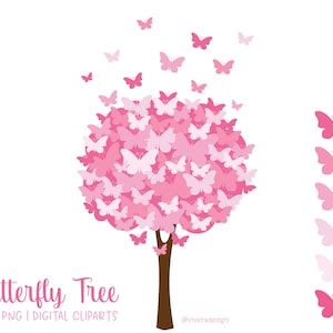 Schmetterling Baum Digitale Clip Art - Pretty Pink - PNG | Svg