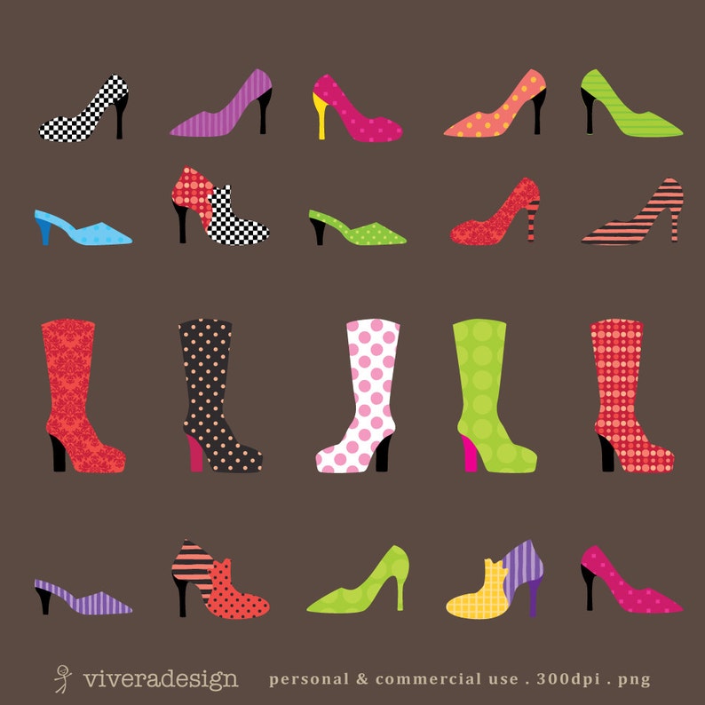 Digital Clip Art Patterned Shoes image 1