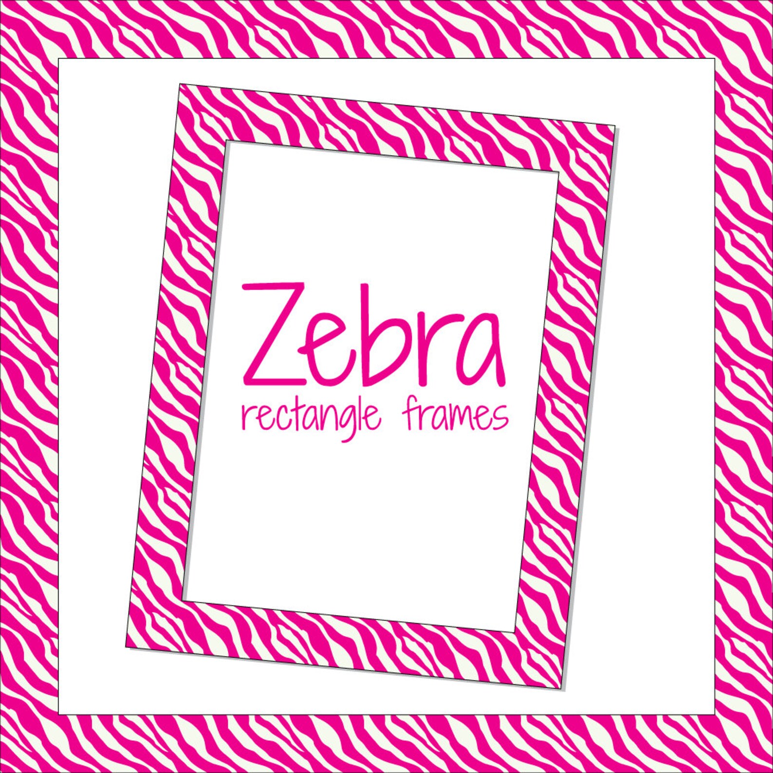 Rectangle Frames in Pink Zebra Pattern - Digital Frames - Etsy