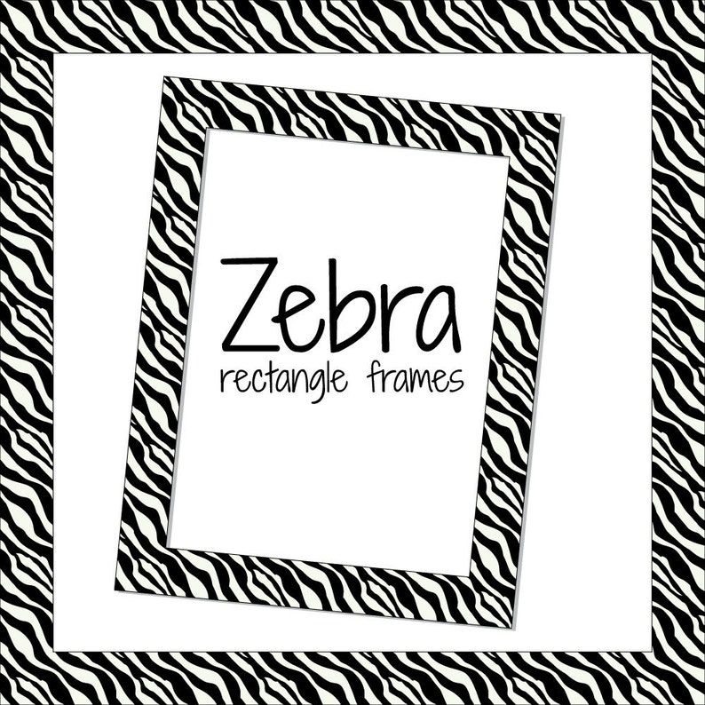 Digital Clip Art Rectangle Frames in Zebra Pattern image 1