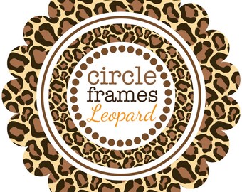 Circle Frames in Leopard Pattern - Digital Clip Art