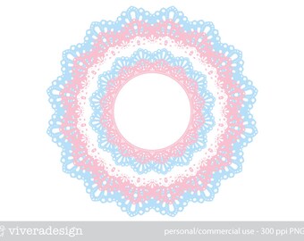 Elegant Lace - Pink Blue and White - Digital Frame