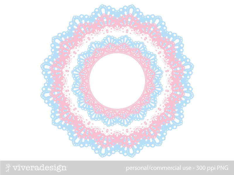 Elegant Lace - Pink Blue and White - Digital Frame