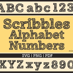 Scribbles Letters | Alphabet and Numbers | SVG | PNG | PDF | Vector Clipart