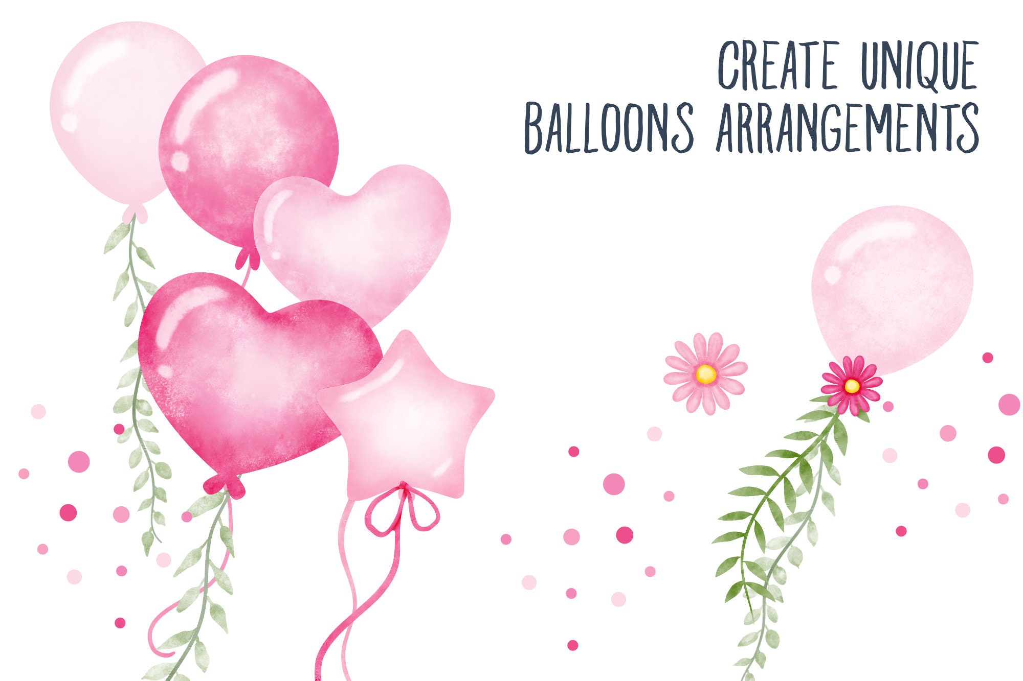 Baby Pink Watercolor Balloon Clip Art Decoration Ideas for - Etsy