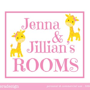Yellow Giraffe Digital Clip Art with a Pink and a Blue Bow image 5