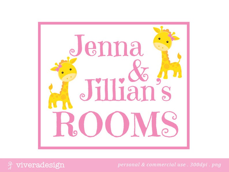 Yellow Giraffe Digital Clip Art with a Pink and a Blue Bow image 5