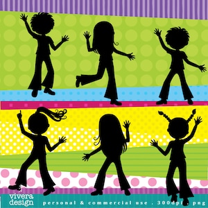 Disco Kids Clip Art Disco Party for Kids Disco Children Silhouette image 1