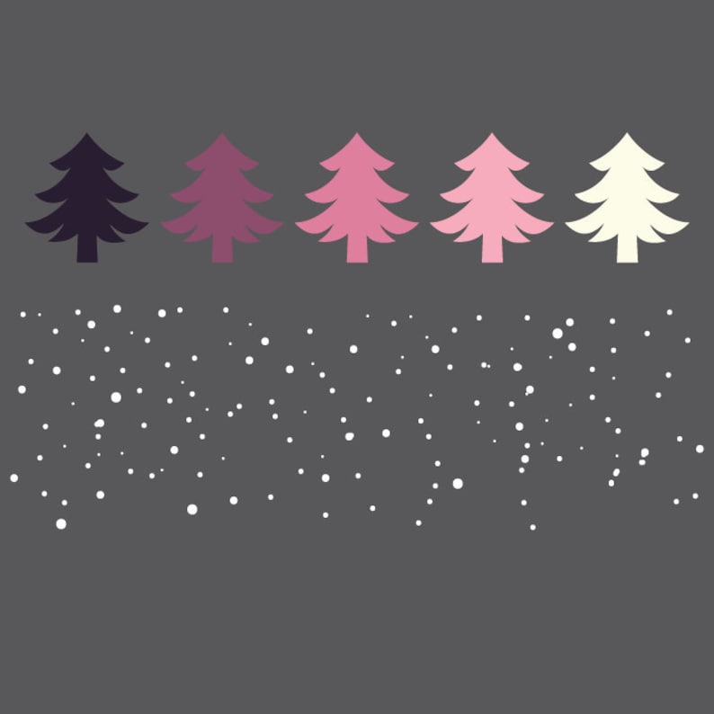 Winter Wonderland - Blue-green and Pink Christmas Trees With Falling ...