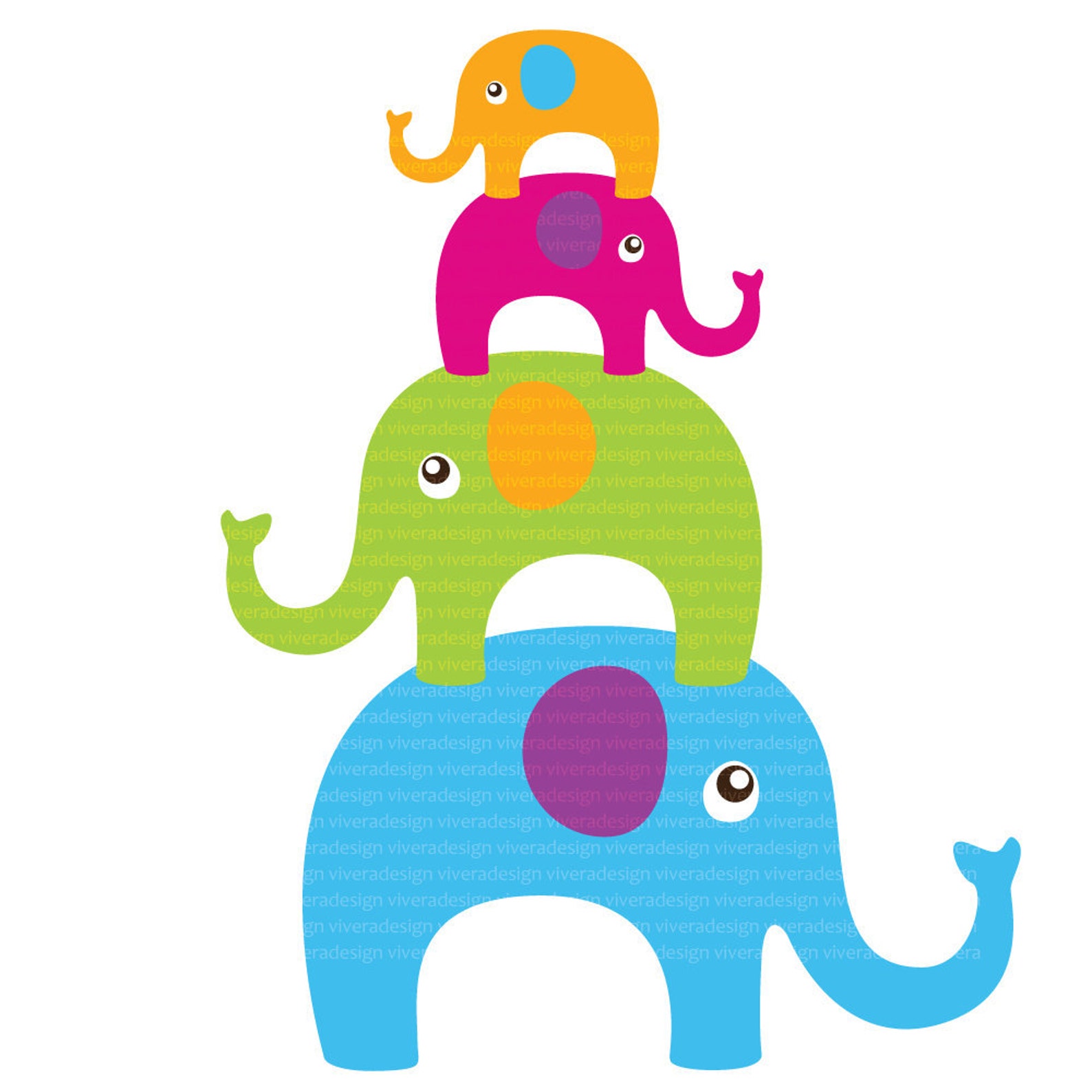 Bright Elephants Digital Clip Art 15 Elephants in Bright - Etsy