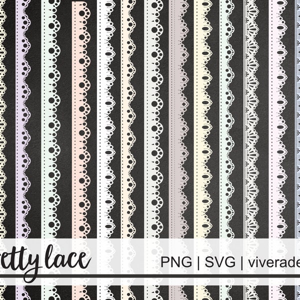 Pretty Lace Ribbons in Pastel - PNG | SVG - Digital Clip Art