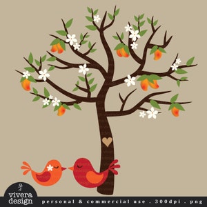 Love Birds Mango Tree Clip Art (Digital Download)