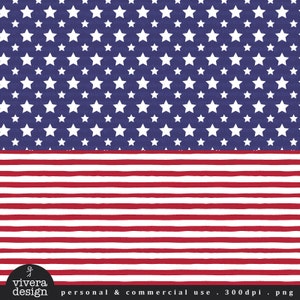 Fourth of July Independence Day Digital Paper Pack Star Stripes Dots in Red Blue and White image 4