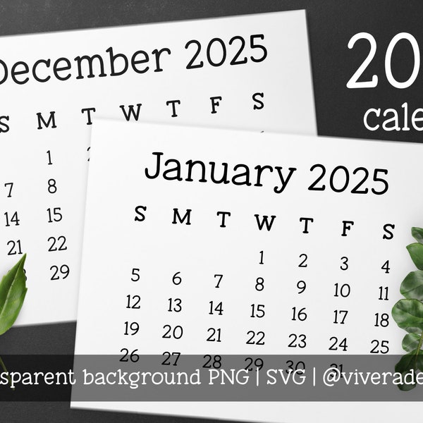 2025 Monthly Calendar Svg - Etsy