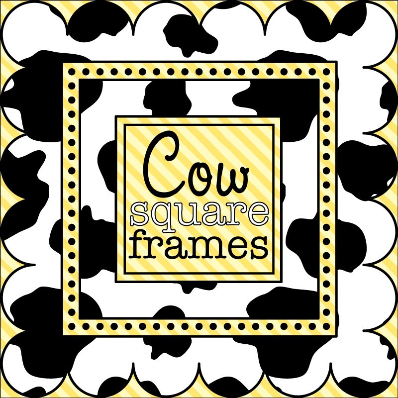 Square Frames in Cow Print Digital Clipart