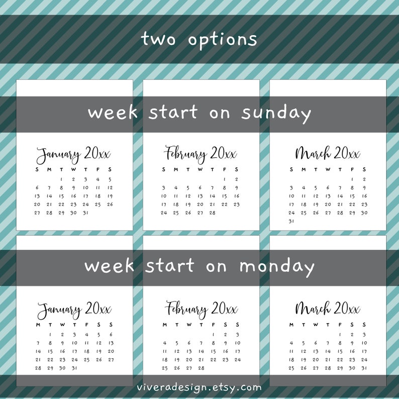 A4 or Letter Sized Instant Download PNG /& PDF Blank Printable 2021 Calendar Decorate Yourself DIY