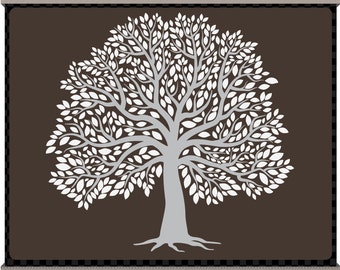 The Big Tree Clip Art - Grey and White - Signature Tree - Family Tree - Instant Download Digital Clipart