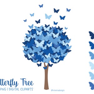 Schmetterlingsbaum Digitale Clip Art - Blau - PNG | Svg