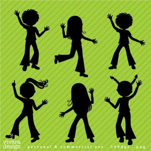 Disco Kids Clip Art Disco Party for Kids Disco Children Silhouette image 2