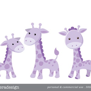Purple Giraffe Digital Clip Art