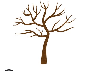 Digital Clip Art - Tree with No Leaves - Winter Tree - Thumb Print Tree Ideas - Bare Tree - PNG & SVG