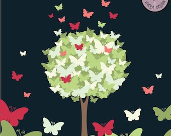 The Butterfly Tree Digital Clip Art