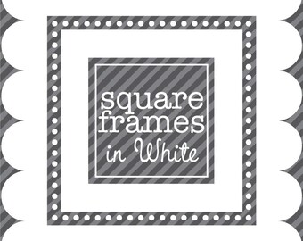 Digital Clip Art - Square Frames in White
