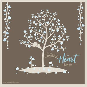 The Pretty Heart Tree - Digital Clip Art - Téléchargement instantané - Winter Beauty - Arbres, branches, vignes et oiseaux