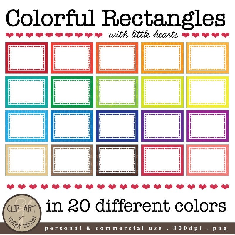 Digital Rectangle Frames 20 Colorful Rectangles With Little - Etsy